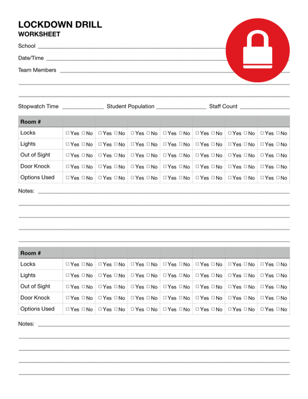 Lockdown Drill Sheet